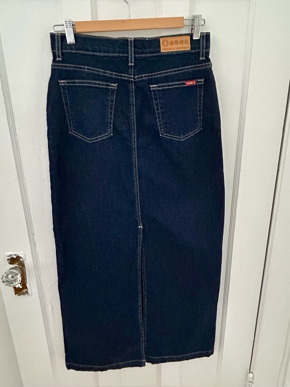 Y2K Lois Denim Maxi Skirt Made in Canada Dark Wash Size 5